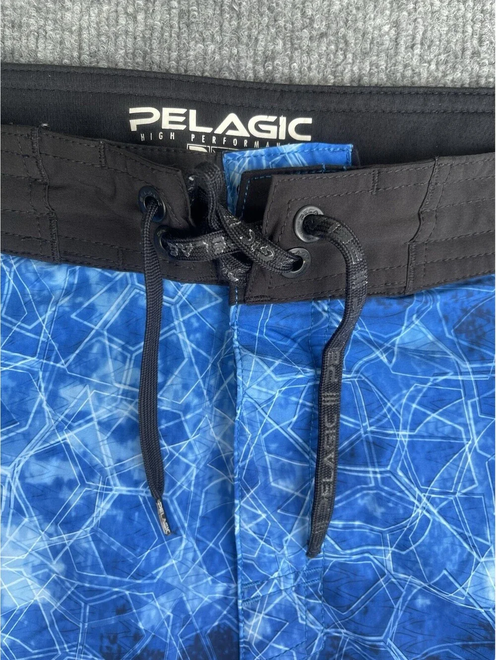 Pelagic Men’s Size 36 Blue Black High Performance Fishing Board Shorts Swim